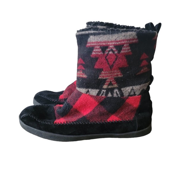 Madden Girl Jackmen Fleece/Faux Fur Lined Boots Plaid Aztec Print Boots Size 9.5 - Picture 6 of 8